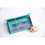Eyelash storage box - Turquoise glitter -15243